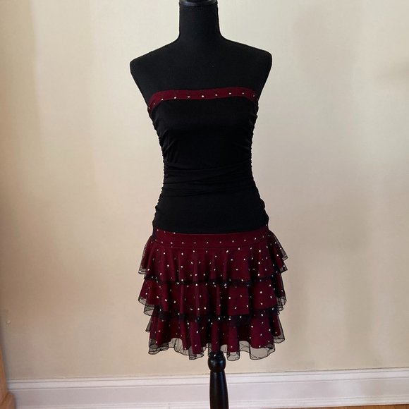 A. Byer Dresses & Skirts - Strapless Maroon and Black Mini Dress Size Junior's Small